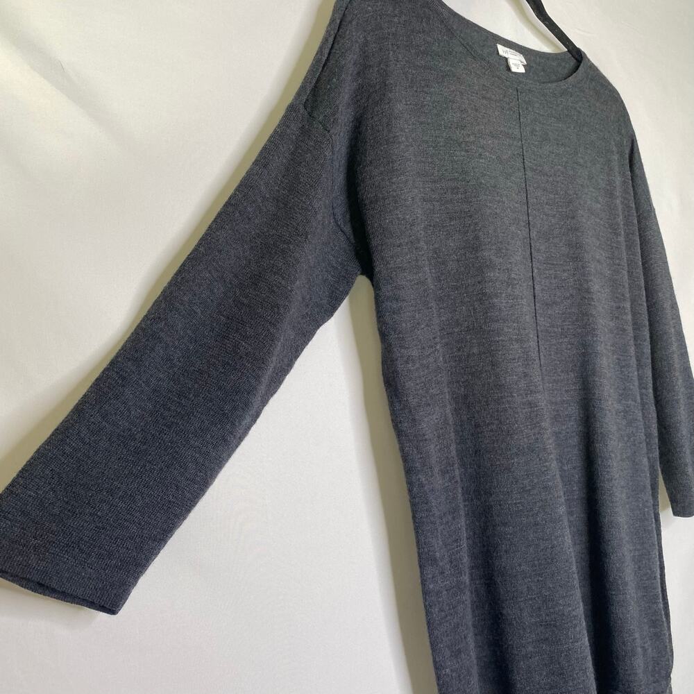 J. Jill Gray Merino Wool Washable Sweater Size Medium Lagenlook Normcore Comfy - Picture 2 of 10